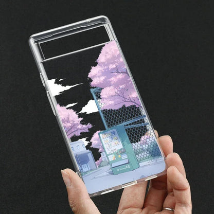 Coque Transparente Paysage d'Anime Japonais pour Google Pixel