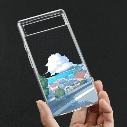 Coque Transparente Paysage d'Anime Japonais pour Google Pixel