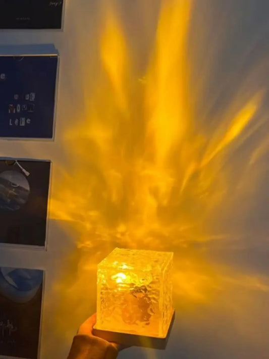 Square night light to projection of flames