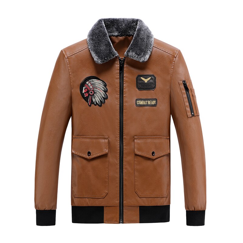 Veste Vintage Hiver Homme en Coton et Cuir PU