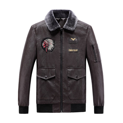 Veste Vintage Hiver Homme en Coton et Cuir PU