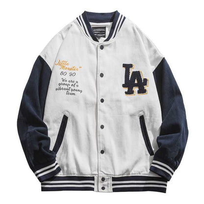 Veste Baseball Vintage Unisexe en Coton et Polyester