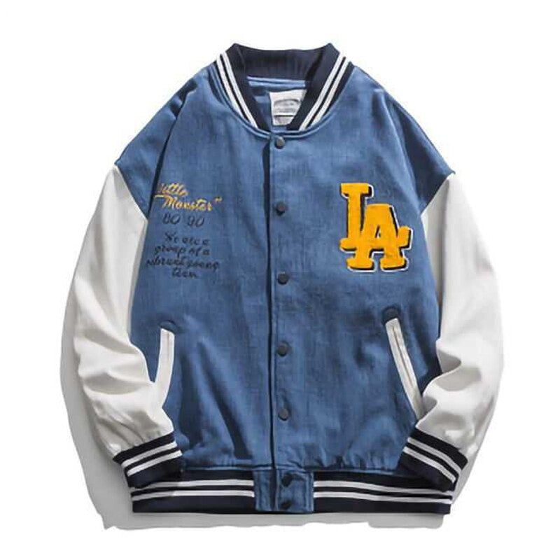 Veste Baseball Vintage Unisexe en Coton et Polyester