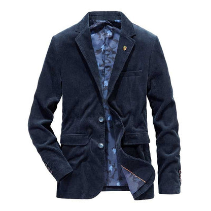 Veste Bleu Travail Vintage en Velours Côtelé pour Homme