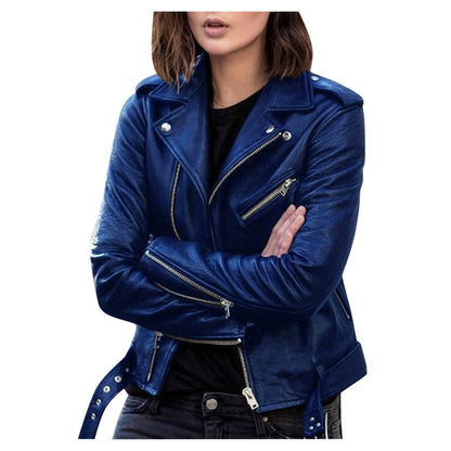 Veste Cuir Bleu Vintage Élégante et Tendance