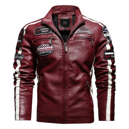 Veste Cuir Moto Vintage Élégante avec Doublure en Fausse Fourrure