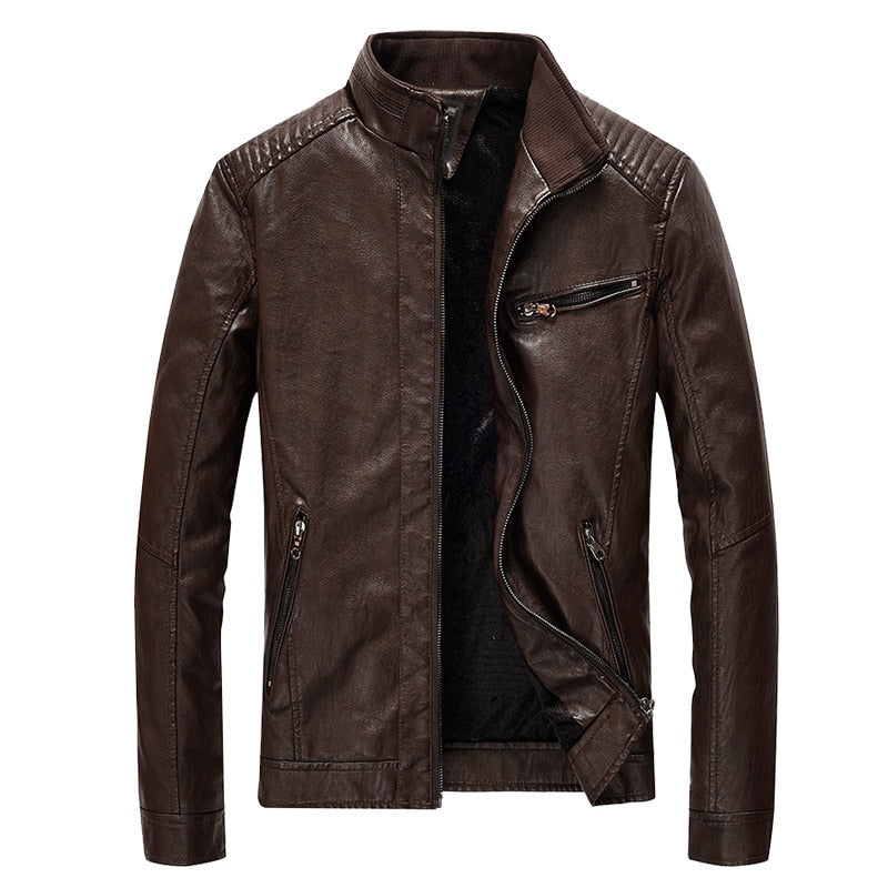 Veste Cuir Noir Vintage pour Homme avec Doublure Chaude