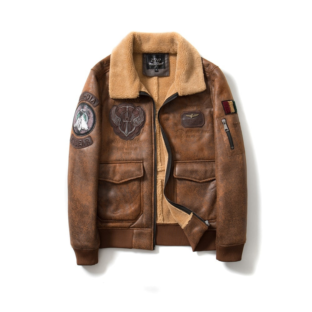 Veste En Cuir Fourrée Vintage Brodé