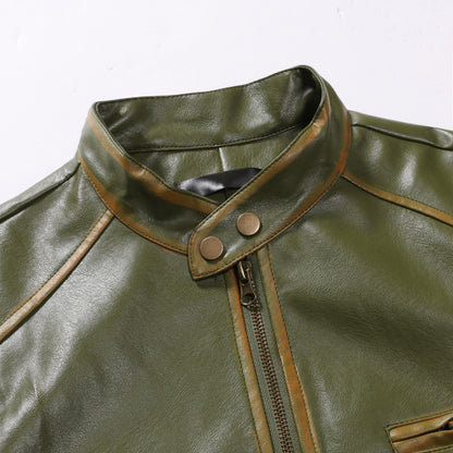 Veste En Cuir Vintage Homme - Style Streetwear Moderne