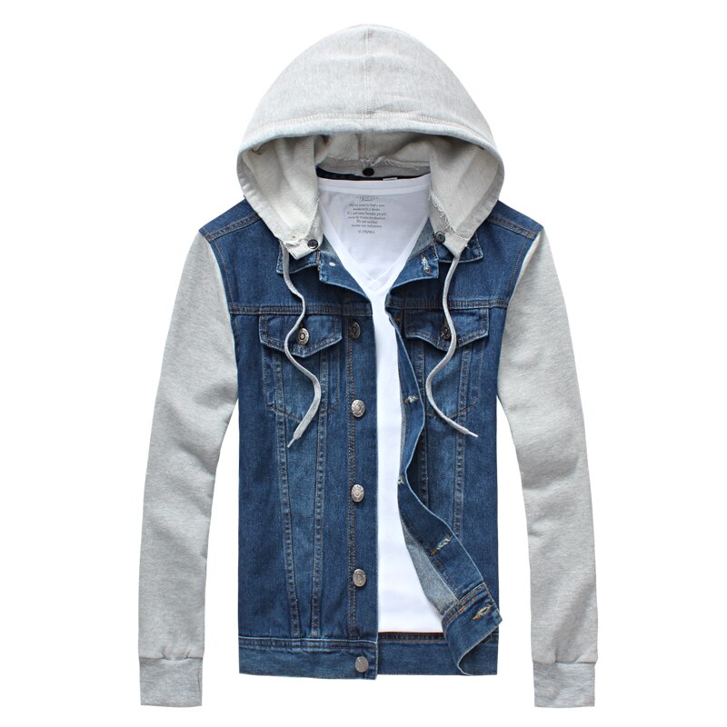 Veste En Jean Vintage Homme avec Capuche Amovible