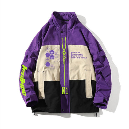 Veste Hiver Homme Vintage Style Streetwear Purple