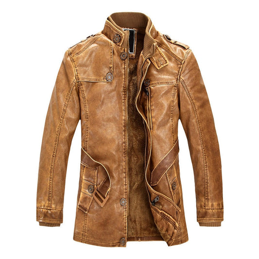 Veste Longue Vintage en Cuir pour Homme