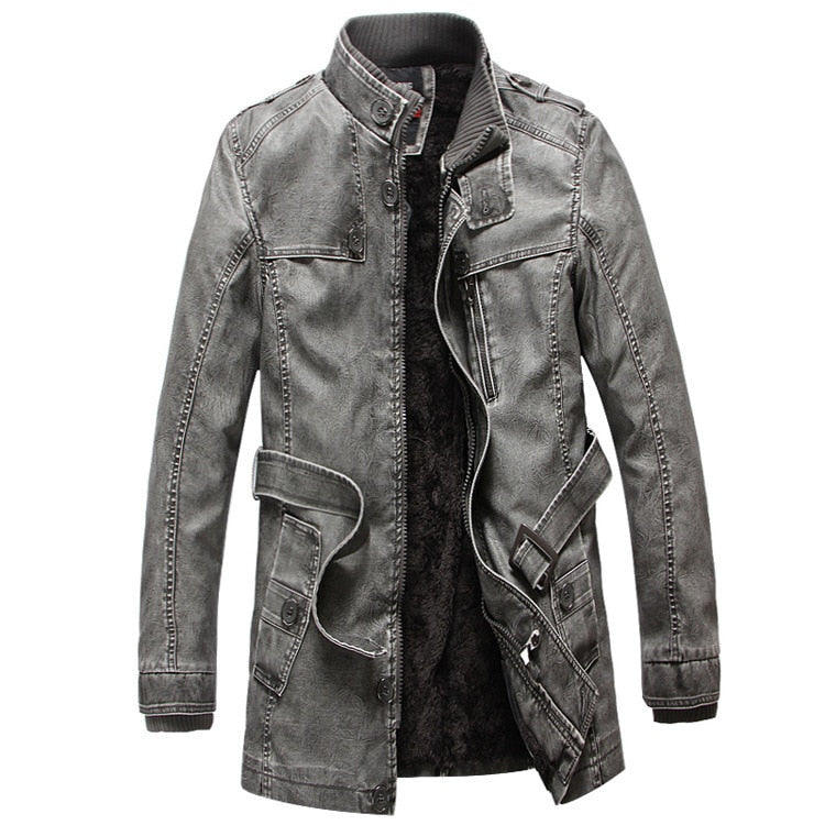 Veste Longue Vintage en Cuir pour Homme