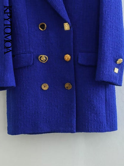 Veste Manteaux Vintage Élégante en Bleu