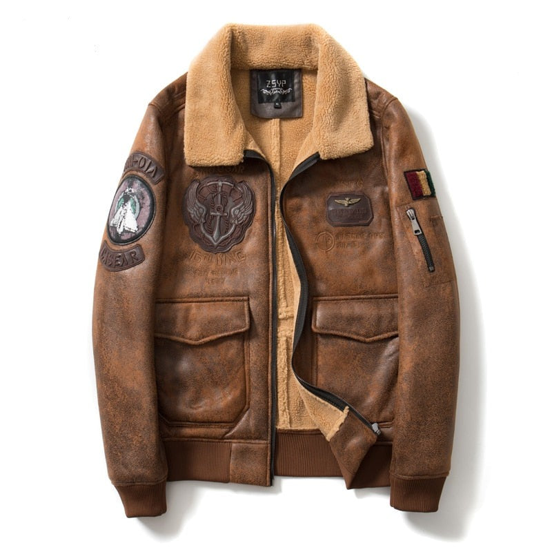 Veste en Cuir Marron Homme Vintage Ajustée