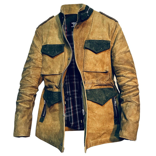 Veste Militaire Américaine Vintage en Cuir pour Motards