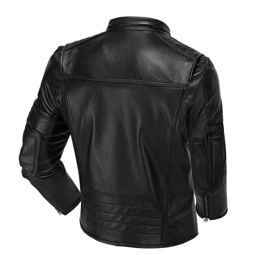 Veste Motard Vintage en Cuir pour Homme