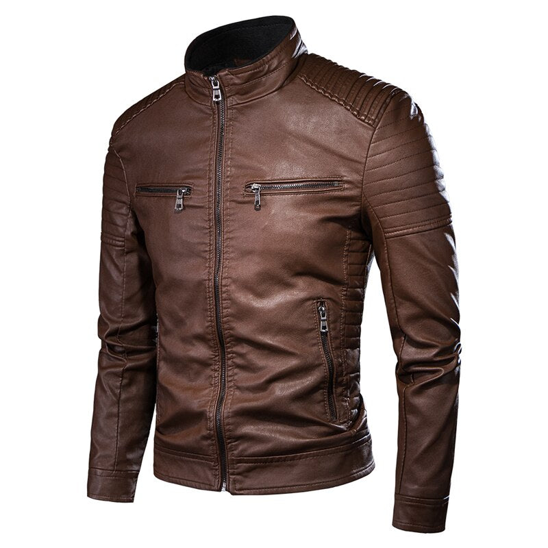 Veste Motard Vintage en Cuir pour Homme