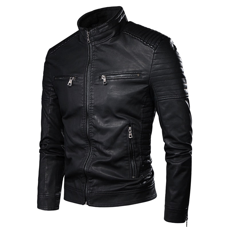 Veste Motard Vintage en Cuir pour Homme