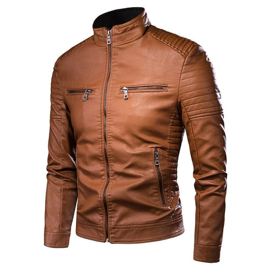 Veste Motard Vintage en Cuir pour Homme