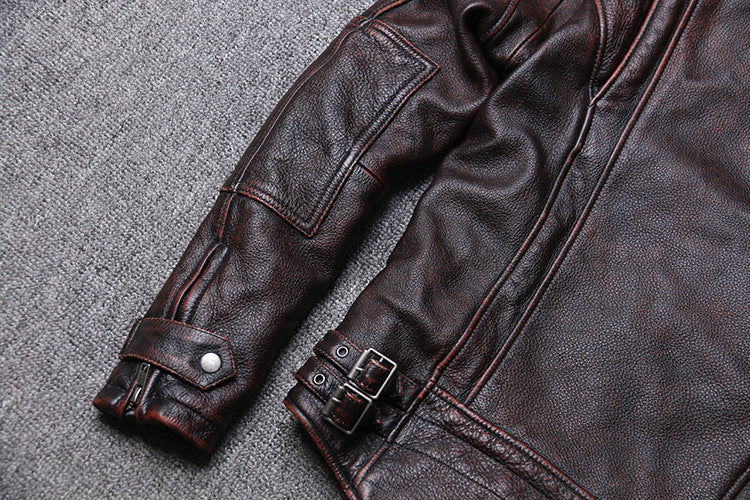 Veste Moto en Cuir Marron Vintage élégante et confortable