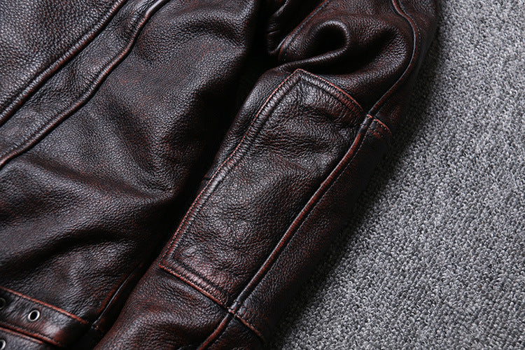 Veste Moto en Cuir Marron Vintage élégante et confortable