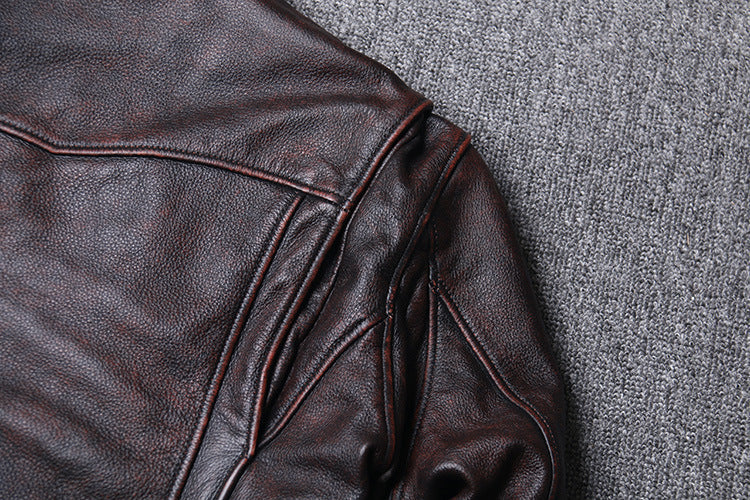 Veste Moto en Cuir Marron Vintage élégante et confortable