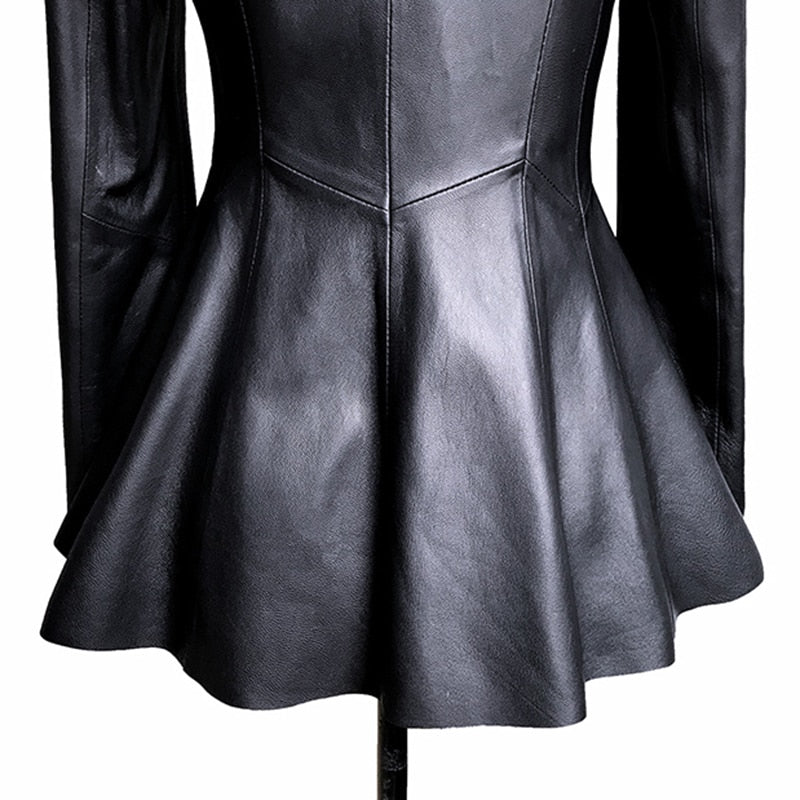 Veste Moto Femme en Cuir Noir Vintage élégante