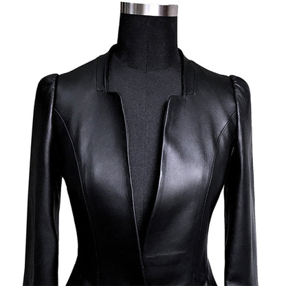 Veste Moto Femme en Cuir Noir Vintage élégante