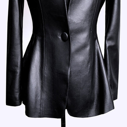 Veste Moto Femme en Cuir Noir Vintage élégante