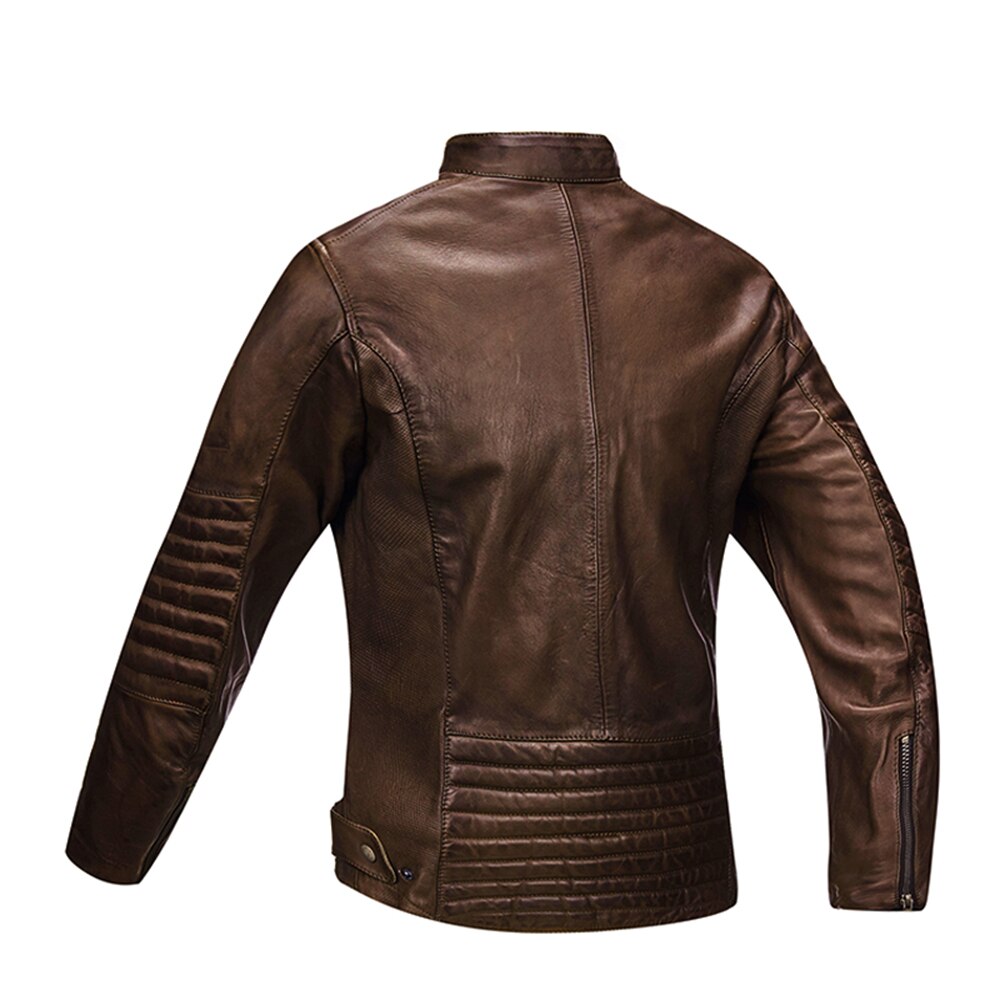 Veste Moto Hiver Vintage en Cuir Marron pour Homme