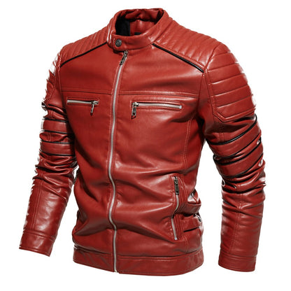 Veste Moto Vintage en Cuir Pour Homme