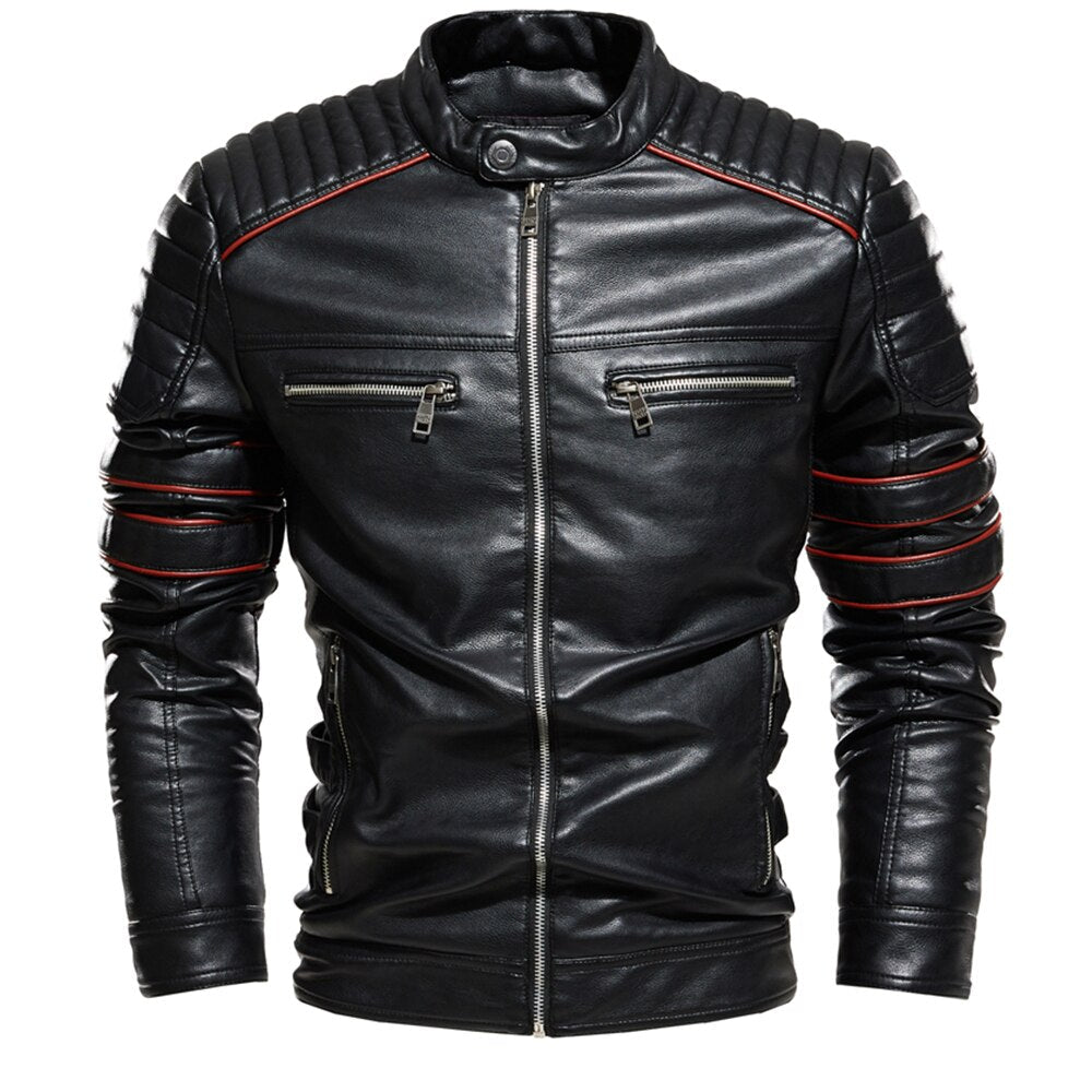 Veste Moto Vintage en Cuir Pour Homme