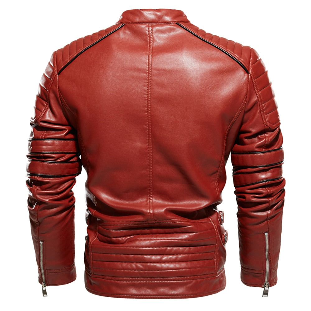 Veste Moto Vintage en Cuir Pour Homme