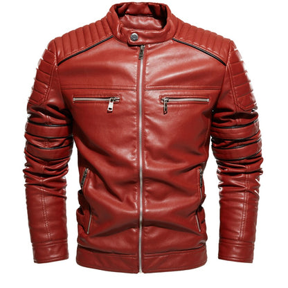 Veste Moto Vintage en Cuir Pour Homme