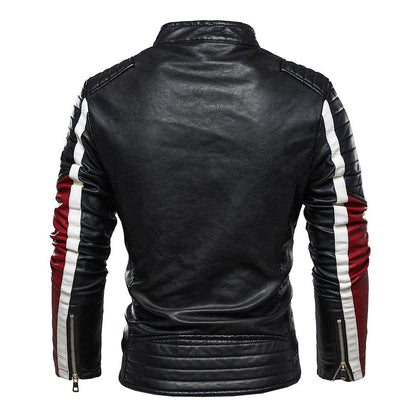 Veste Moto Vintage en Cuir Rouge pour Homme