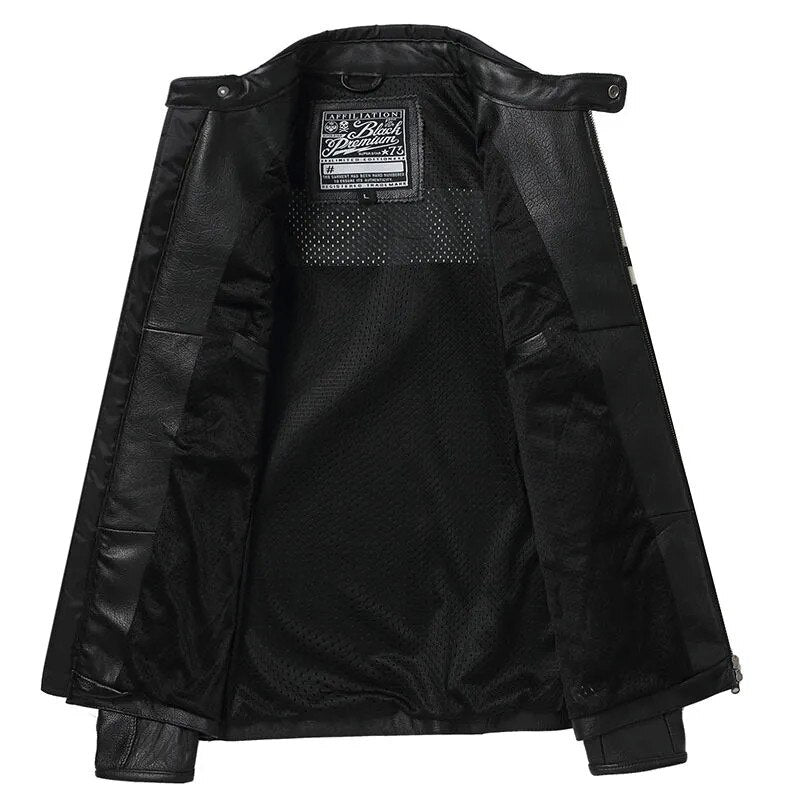 Veste Moto Vintage Été en Cuir Noir