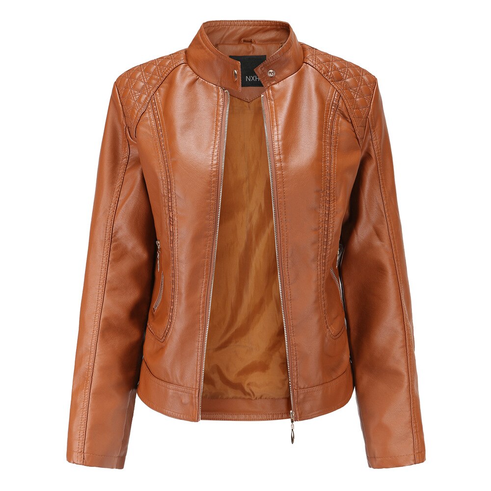 Veste Simili Cuir Vintage Femme