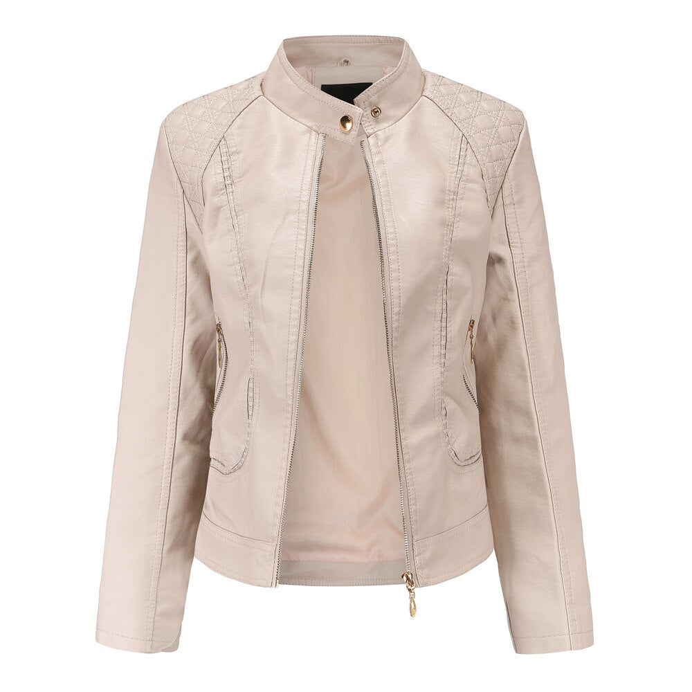 Veste Simili Cuir Vintage Femme