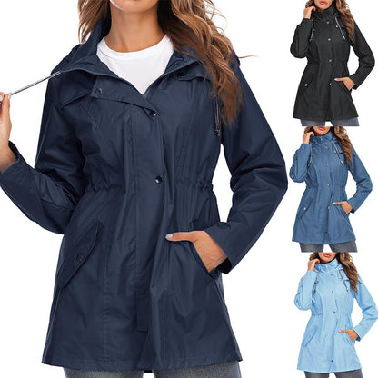 Veste Vintage Imperméable à Capuche pour Femme