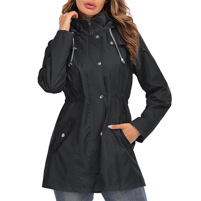 Veste Vintage Imperméable à Capuche pour Femme