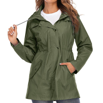 Veste Vintage Imperméable à Capuche pour Femme