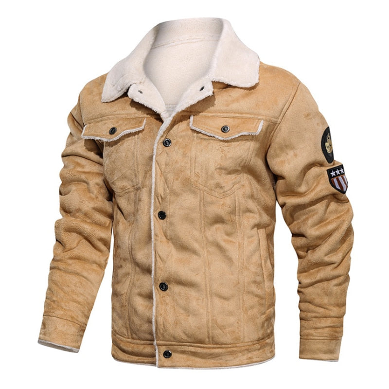 Veste Vintage en Daim pour Homme avec Doublure en Fourrure