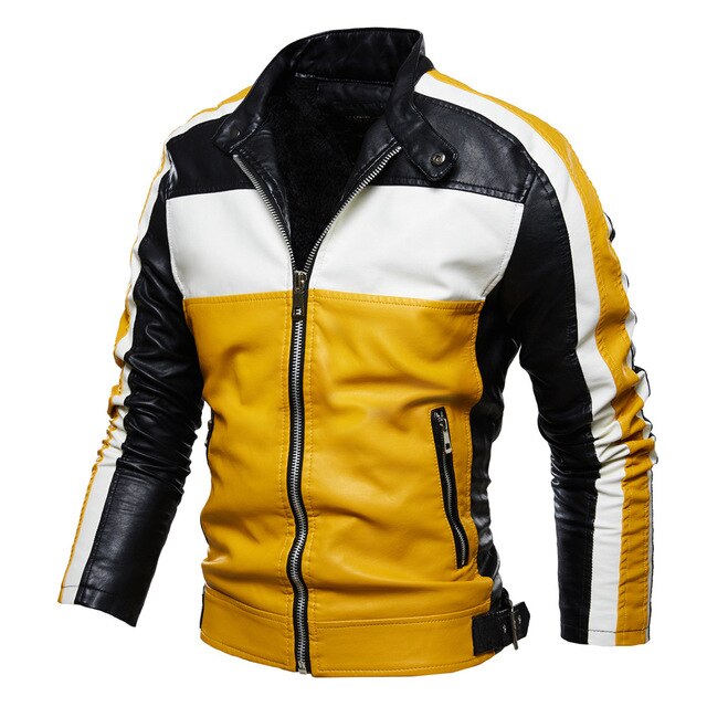 Veste Vintage Jaune en Cuir pour Hommes