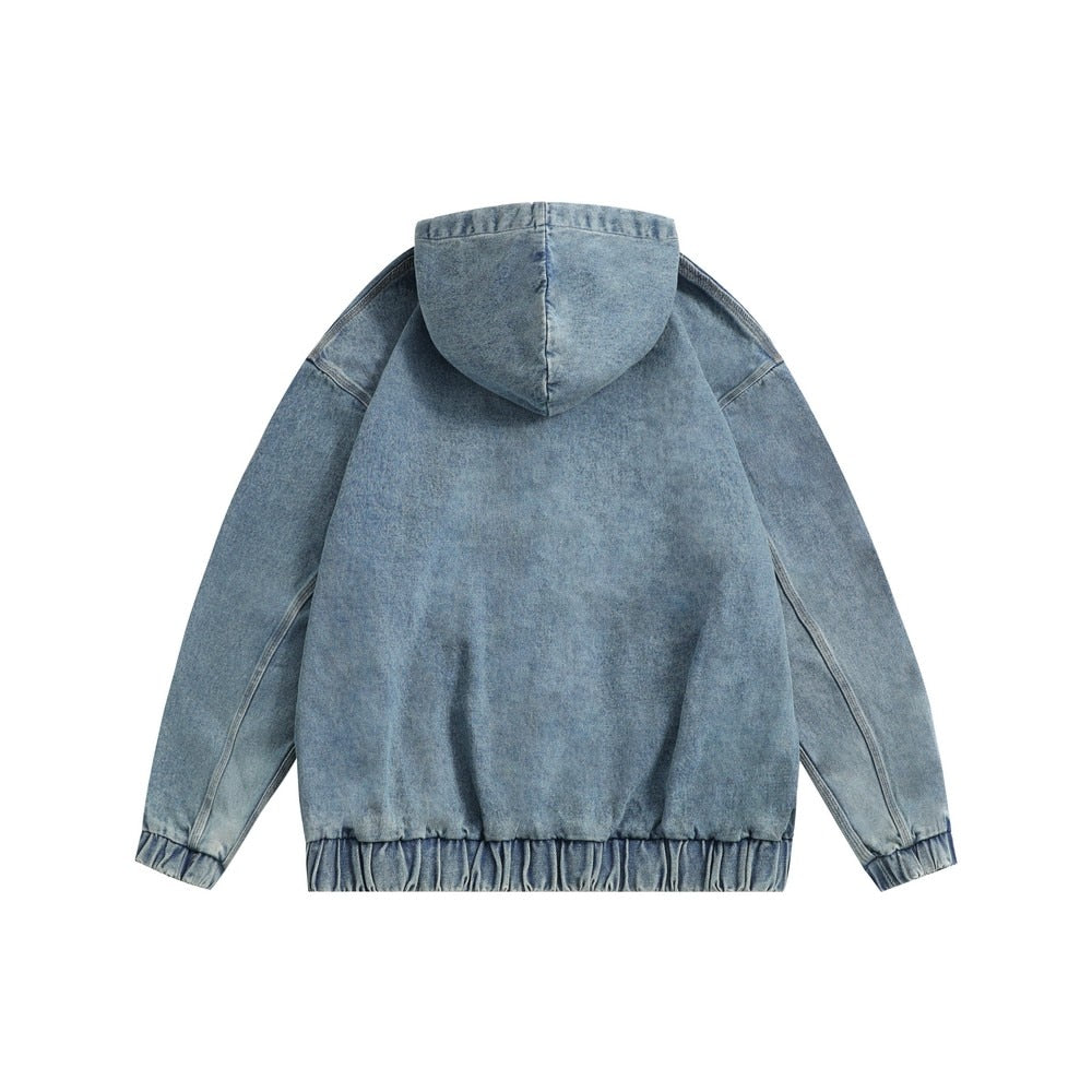 Veste Zip Vintage en Denim Unisexe