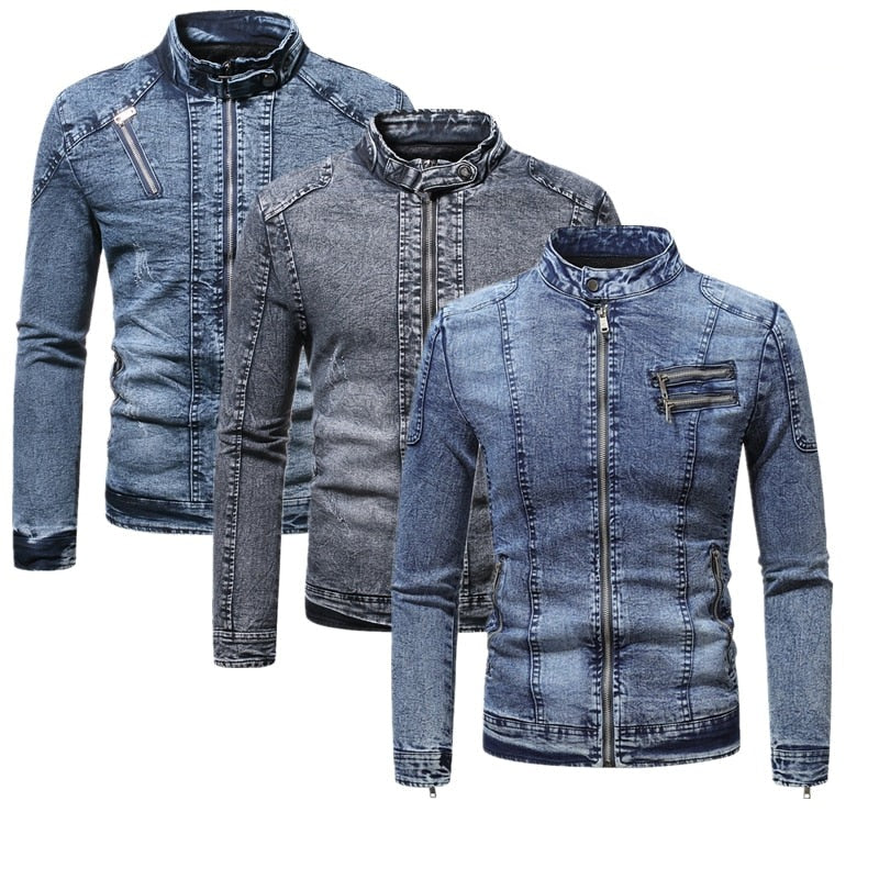 Veste Vintage en Denim Noir pour Homme