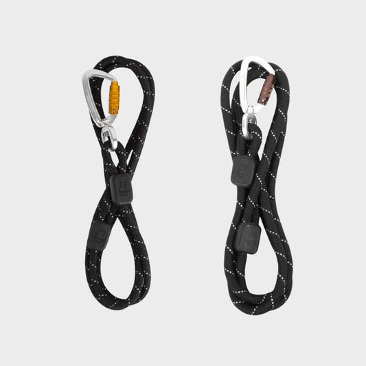 Reflective leave in ecological rope for dogs - black (available in 2 sizes)