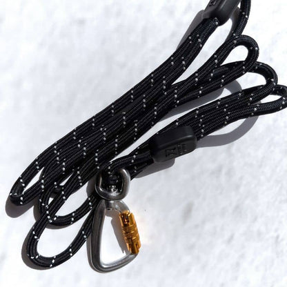 Reflective leave in ecological rope for dogs - black (available in 2 sizes)