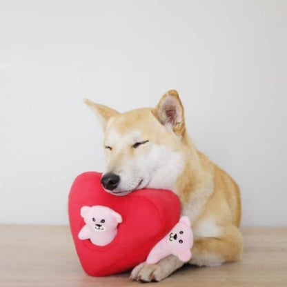 Interactive dog occupation toy - Heart plush with pooh pouic pouic (zippypaws)