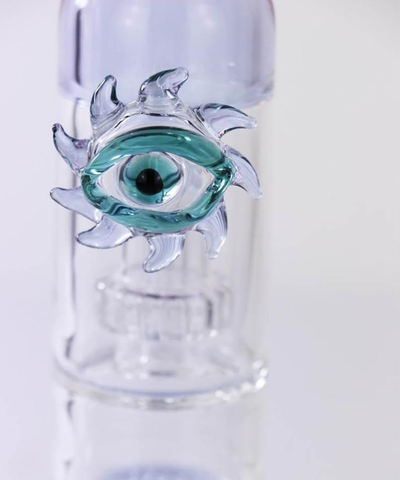 Bang en Verre L'Œil 30 cm - Design Unique avec Percolateurs et Œil Hypnotique